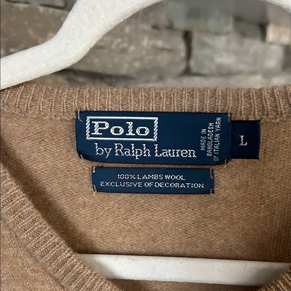 Polo by Ralph Lauren Women's Camel V-Neck Sweater - Picture 2 of 5